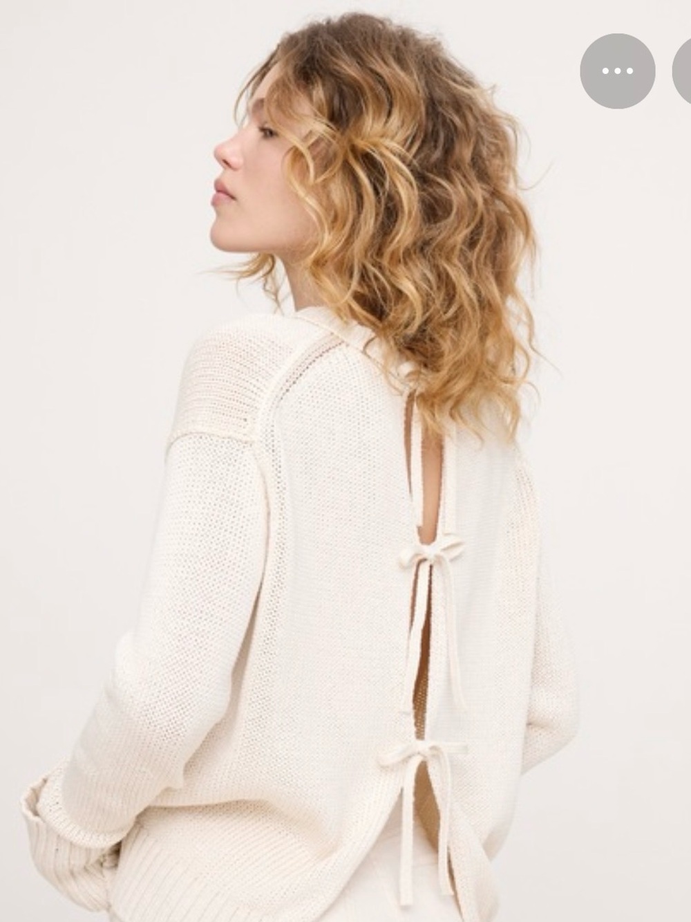 NWT Banana Republic Cotton Tie Back Cream White Sweater Sz XL (#875105)